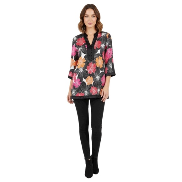 Alfani 100% Silk Floral Tunic Top - Picture 9 of 9
